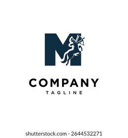 Letra M Centaur ícone de logotipo vetor