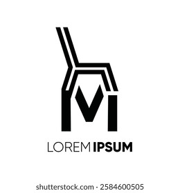 Letter M Chair Furniture Logo Design Vector Icon Symbol Graphic Image Illustration