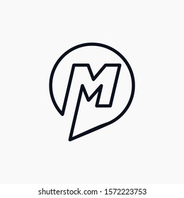 letter M chat with bubble line logo. talk logo vector modern illustration graphic abstract template. minimalist Chat concept Logo Template. Communication icon vector, social media icon - VECTOR