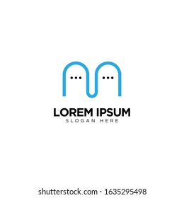 Letter M Chat Logo Template Vector Design Message Icon