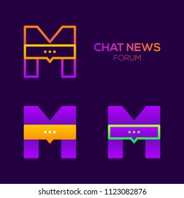 Letter M with Chat News and Forum logo, Social media, Speech bubble, Talk and Message, Technology and digital Social communication logotype