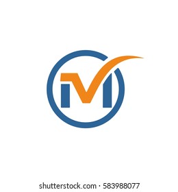 letter m check initial company logo design