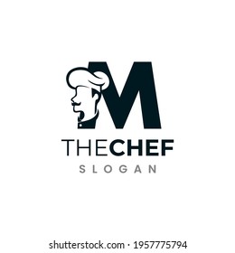 Letter M Chef Logo , Initial Restaurant Cook Vector Design