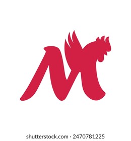 Letter M Chicken logo icon vector template.eps