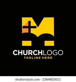 Letter M Church Logo Design Template Inspiration, Vector Illustration.