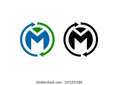 letter M with circle concept for icon or logo design ready to use