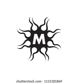 letter m circle grunge design logo vector