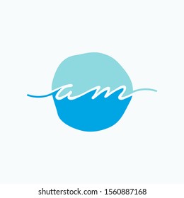 Letter AM or A M  with circle handwriting concept. handwriting logo of initial signature, wedding, fashion, jewelry, boutique, and botanical with creative template for any company or business - vector