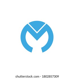 Plantilla de diseño inicial del logotipo de la letra M Círculo. Letra mínima m logotipo de monograma, icono. Ilustración vectorial de material.
