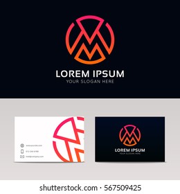 Letter M circle logo button sign vector design