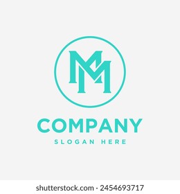 letter M and circle logo icon and vector