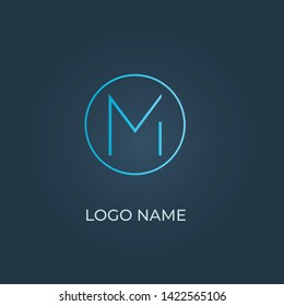 Letter "M" with circle logo isolated. Alphabet vector image