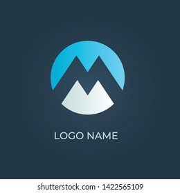 Letter "M" with circle logo isolated. Alphabet vector image