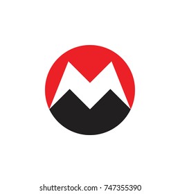 letter m in circle negative design logo vector