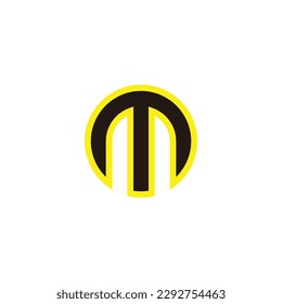 Letter m circle, neon geometric symbol simple logo vector