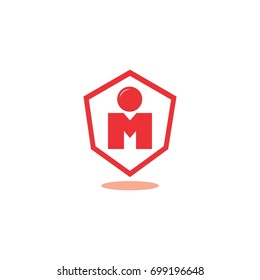 letter m with circle object logo vector