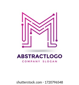 Letra M círculos tecnología puntos vector