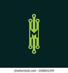 Letter M Circuit Network Modern Logo
