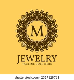 letter M circular vintage border initial vector logo design