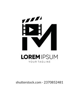 Letter M Clapperboard Logo Design Vector Icon Graphic Emblem Illustration