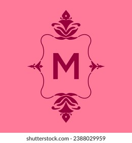 letter M classic beauty vintage initial vector logo frame design