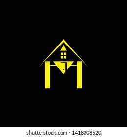 Letter M Clean and Minimal Initial Based Logo Design. Real estate business logo icon