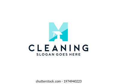 Letter M for cleaning clean service Maintenance for car detailing, homes logo icon vector.