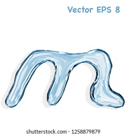 Letter m from clear transparent bluish water droplets  Vector EPS 8 