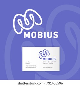 The letter M as a closed figure. M monogram. Mobius logo. Business card. Identity.