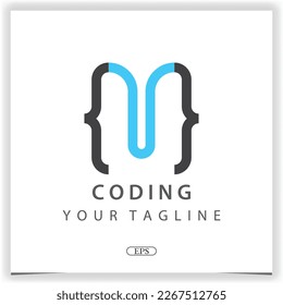letter m coding or programmer logo premium elegant template vector eps 10
