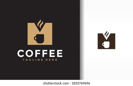 letter M coffee cup logo