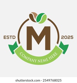 Letter M Coffee Logo Design, Coffee Shop Logo. Coffee Beans Symbol