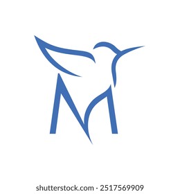 Letra M Colibri Diseño de logotipos Icono de Vector Ilustración de símbolos de emblema gráfico