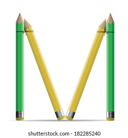 Letter M with colorful crayons