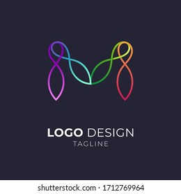 Letter M Colorful Line Logo, Creative Initial Letters Monogram Logo Design