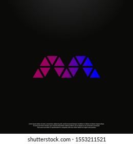 Letter M colorful Logo icon monogram design. Vector graphic design template element. black background.