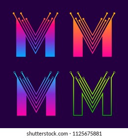 Letter M Colorful logotype design with Dot Linked Shape and line Circle symbol, Technology and Digital Connection concept for your Corporate identity