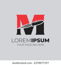 Letter M Combination With Bullet Shot Logo Design Vector Illustration
