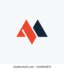letter A M combination with Pyramid logotype. Abstract vector illustration. summit shape line design concept. Line creative symbol. Universal vector icon. Roof mount camp sign. - vector