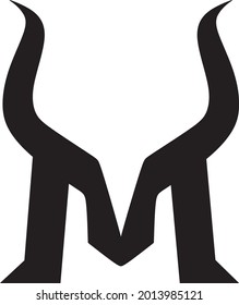 LETTER M COMBINE WITH GOAT HORN