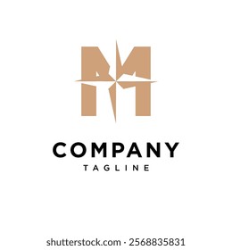 Letter M Compass Logo Icon Vector