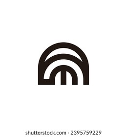 Letter A m connect, curve geometric symbol simple logo vector