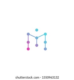 letter M with connect technology logo design inspiration