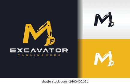 letra M logo de la excavadora de construcción