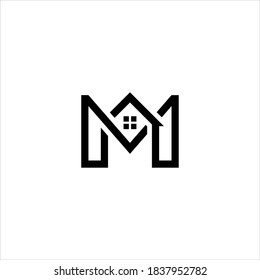 Letter M construction logo design concept