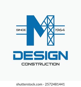 letter m construction logo design vector