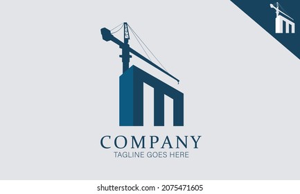 Letter M Contruction Logo Design Vector. Suitable for Company and Business