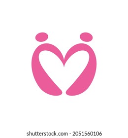 letter M couple love logo icon flat vector concept graphic design