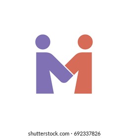 Letter M Couple Man Letter Logo Template Illustration Design. Vector EPS 10.