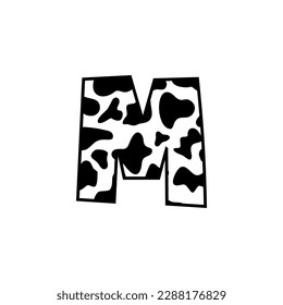 Letra M con diseño de patrón de piel de vaca